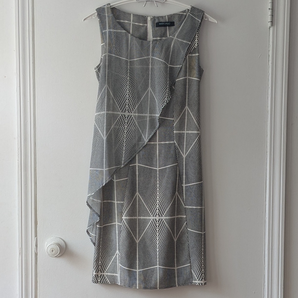 Guess by Marciano Elegant Sleeveless Gray And White Geometric Print Mini Dress